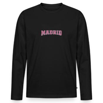 " Madrid - Männer Premium Bio Langarmshirt - Schwarz - Vorne - Nico (187cm)