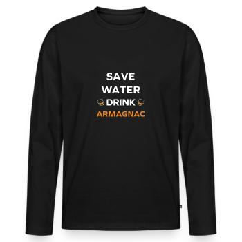 Wasser sparen Getränk Armagnac - Männer Premium Bio Langarmshirt - Schwarz - Vorne - Nico (187cm)