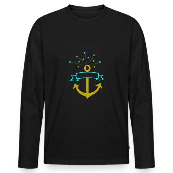USA Anchor Gift America American USA Vereini - Men's Premium Organic Long Sleeve Shirt - black - Front - Nico (187cm)