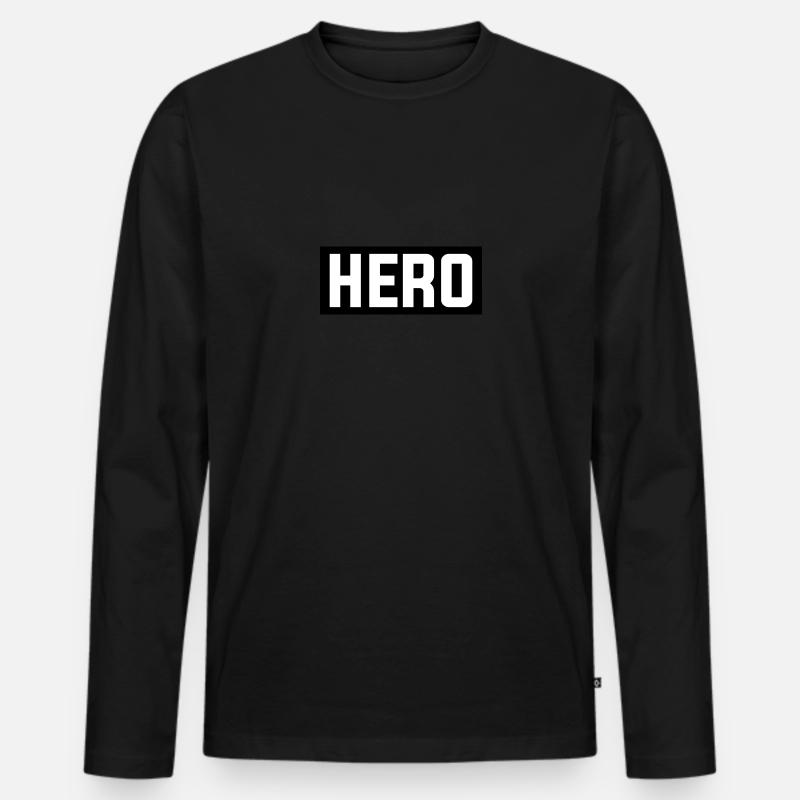 HERO - Männer Premium Bio Langarmshirt - Schwarz