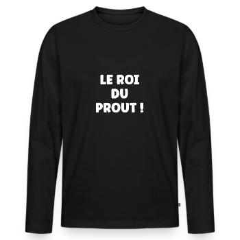 Le roi du prout - T-shirt manches longues Premium bio Homme - noir - Devant - Nico (187cm)