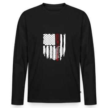 Fan de baseball : Passionné de softball Stars and Stripe - T-shirt manches longues Premium bio Homme - noir - Devant - Nico (187cm)