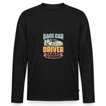 Race Car Driver In Training Retro Car Race - Men's Premium Organic Long Sleeve Shirt - black - Front - Nico (187cm)