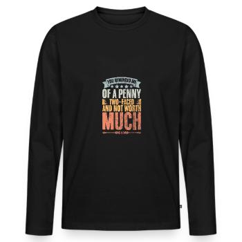 Tu me rappelles un traître à deux visages Penny Vintage - T-shirt manches longues Premium bio Homme - noir - Devant - Nico (187cm)