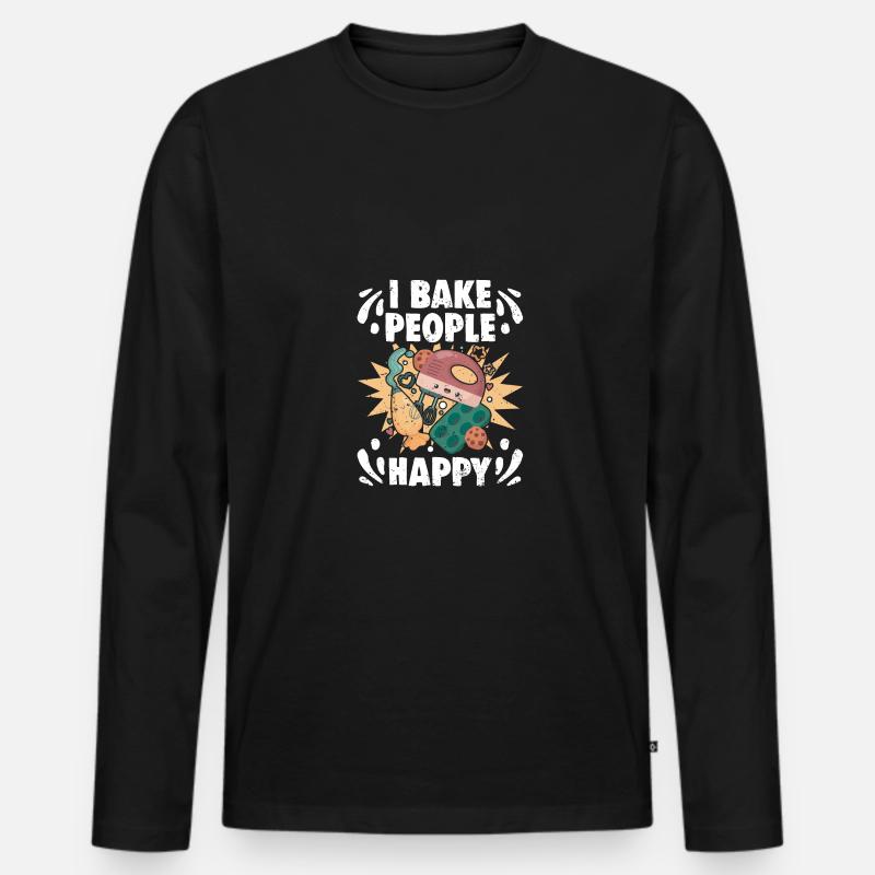 I Bake People Happy Awesome Baking Hobby For A - Männer Premium Bio Langarmshirt - Schwarz