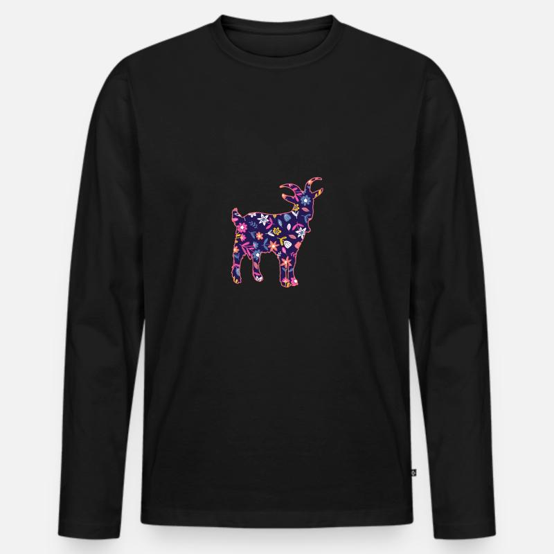 Ziegen - Männer Premium Bio Langarmshirt - Schwarz