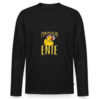Psychically on the duck - Men's Premium Organic Long Sleeve Shirt - black - Front - Nico (187cm)