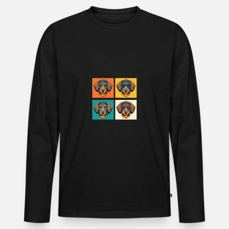 Hund Dackel - Männer Premium Bio Langarmshirt - Schwarz