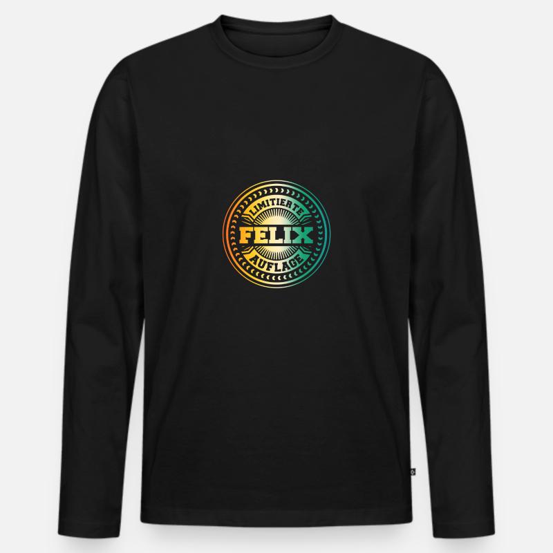 Felix - Männer Premium Bio Langarmshirt - Schwarz