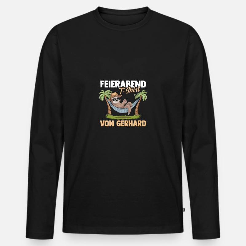 Faultier Gerhard - Männer Premium Bio Langarmshirt - Schwarz
