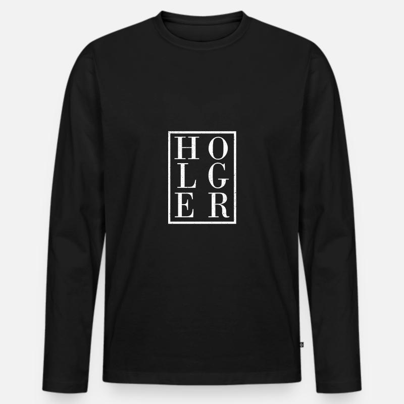 Holger - Männer Premium Bio Langarmshirt - Schwarz