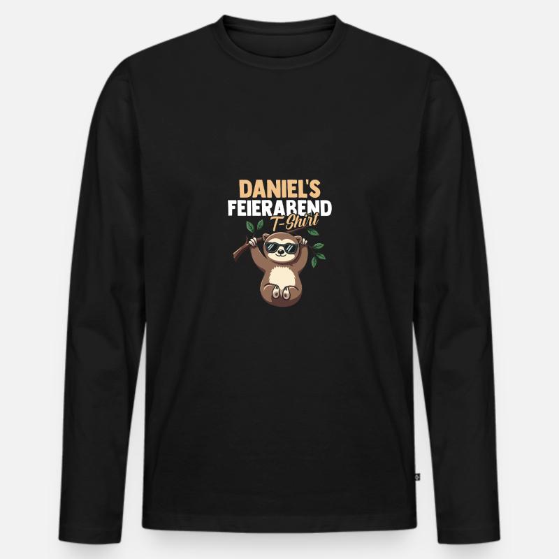 Faultier Daniel - Männer Premium Bio Langarmshirt - Schwarz