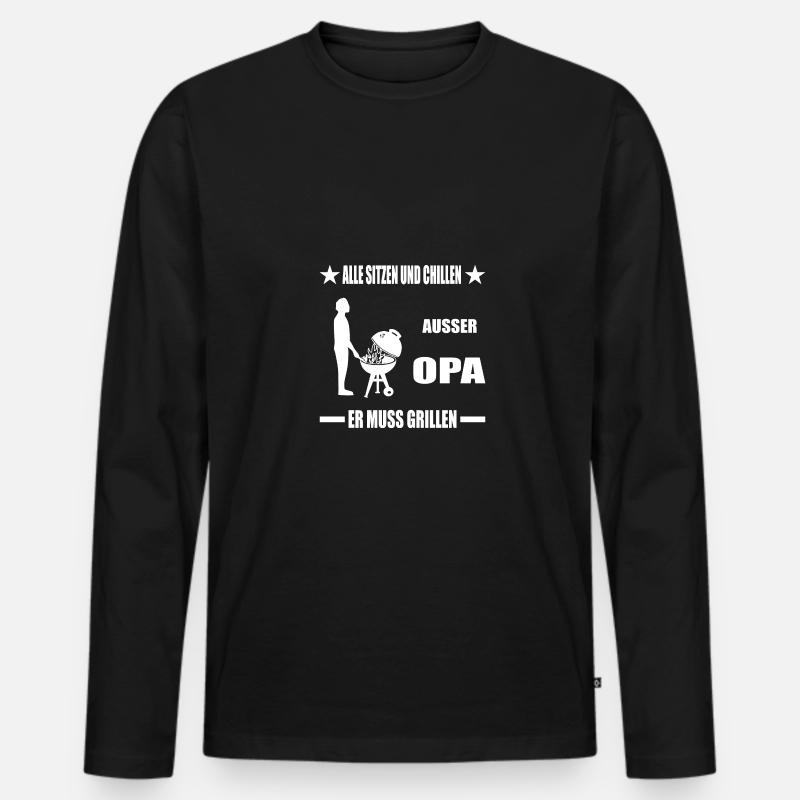 Opa - Männer Premium Bio Langarmshirt - Schwarz