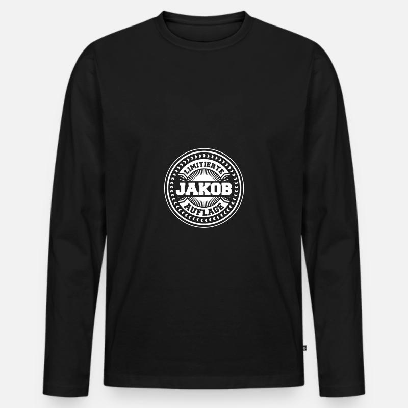 Jakob - Männer Premium Bio Langarmshirt - Schwarz