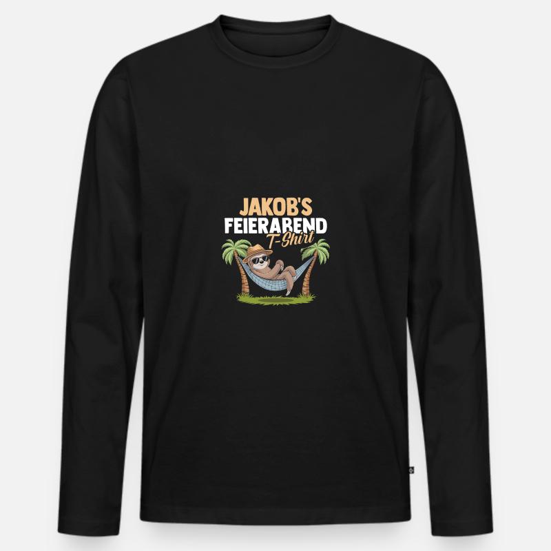 Faultier Jakob - Männer Premium Bio Langarmshirt - Schwarz
