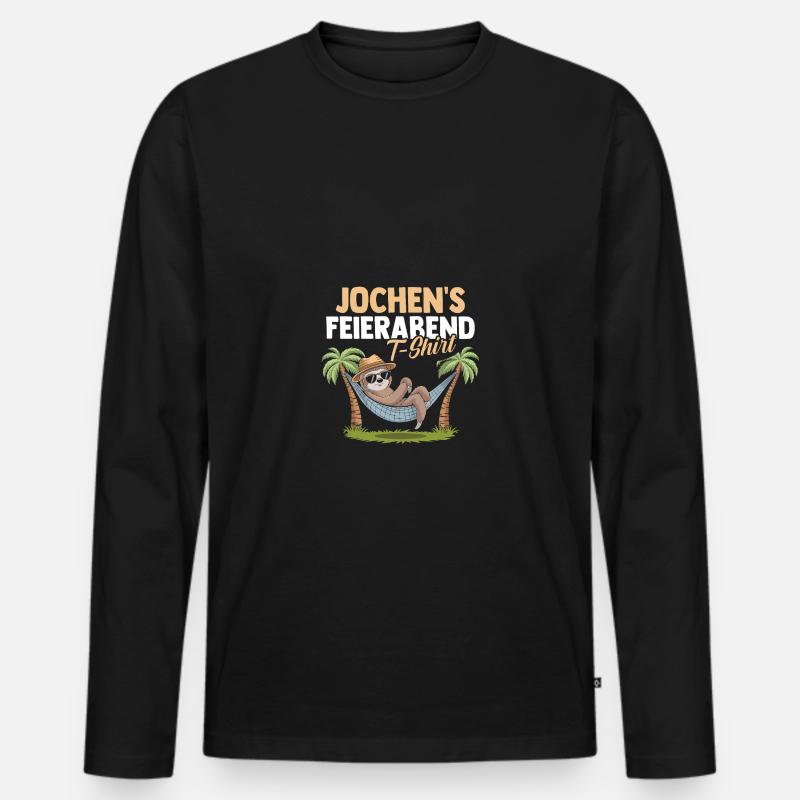 Faultier Jochen - Männer Premium Bio Langarmshirt - Schwarz
