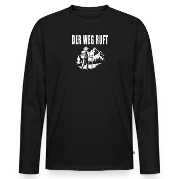 Der Weg Ruft - Männer Premium Bio Langarmshirt - Schwarz - Vorne - Nico (187cm)