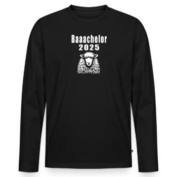 Baaachelor 2025 - Männer Premium Bio Langarmshirt - Schwarz - Vorne - Nico (187cm)