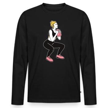 Bodybuilder Leg Day Girl Kettlebells Fitness - T-shirt manches longues Premium bio Homme - noir - Devant - Nico (187cm)