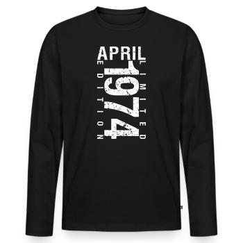 April 1974 April Geburtstagsgeschenk 1974 - Männer Premium Bio Langarmshirt - Schwarz - Vorne - Nico (187cm)