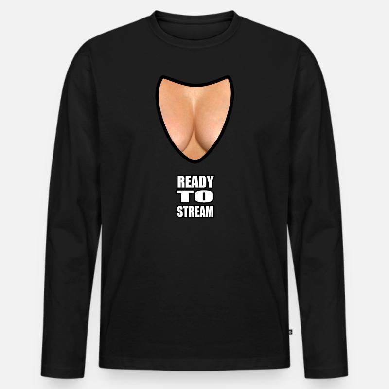 Boobs ready to stream - Männer Premium Bio Langarmshirt - Schwarz