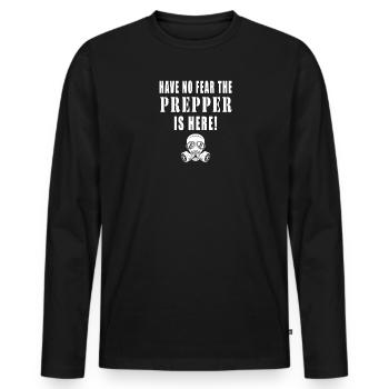 N’ayez crainte, le Prepper est là - T-shirt manches longues Premium bio Homme - noir - Devant - Nico (187cm)