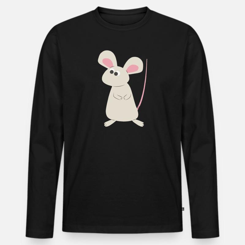 Cleveres Mäuschen - Männer Premium Bio Langarmshirt - Schwarz