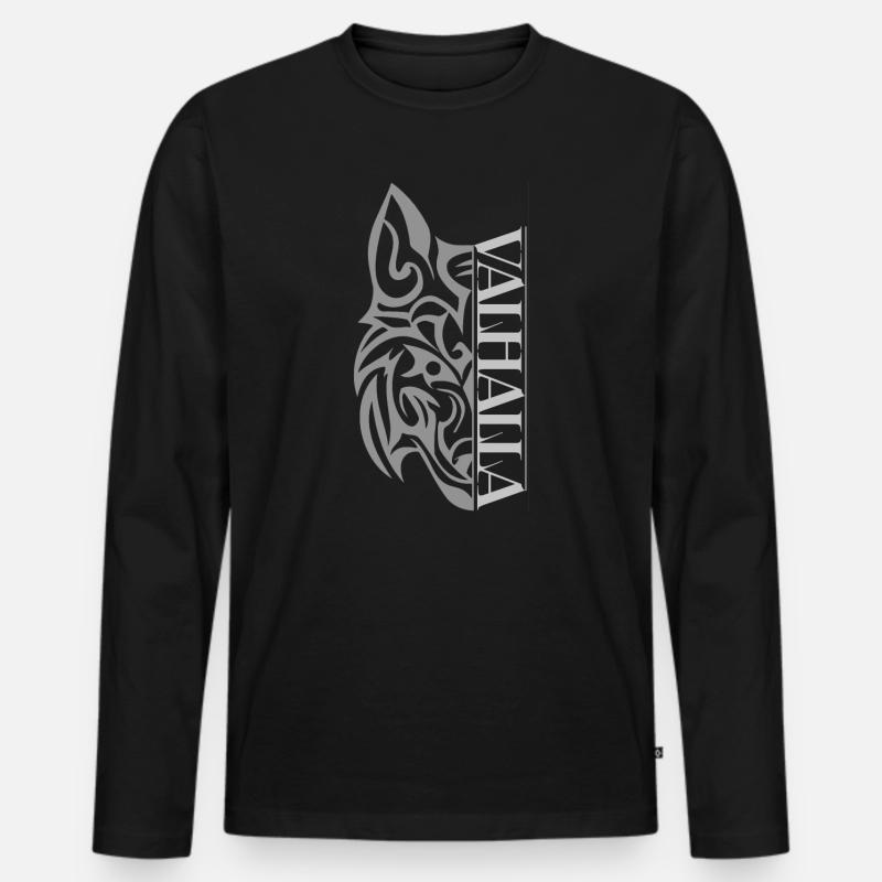 Valhalla Wolf Viking - Männer Premium Bio Langarmshirt - Schwarz