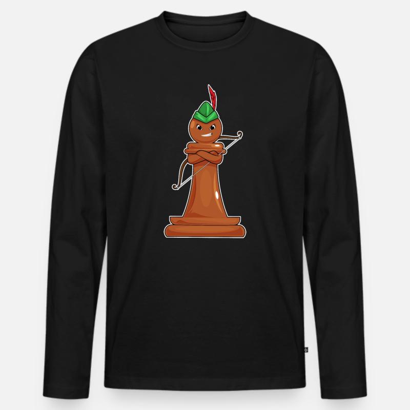 Schachfigur Bauer Bogenschütze Schach - Männer Premium Bio Langarmshirt - Schwarz