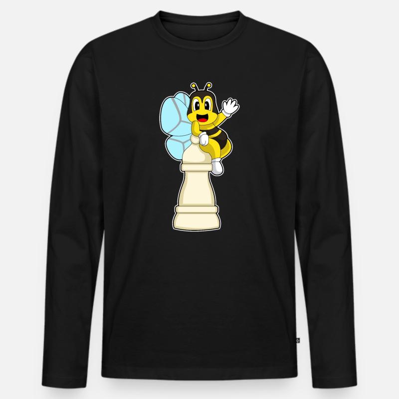 Schachfigur Bauer Biene Schach - Männer Premium Bio Langarmshirt - Schwarz