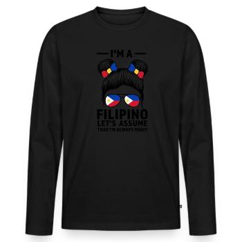 Philippinisch Filipino Philippinisches Geschenk - Männer Premium Bio Langarmshirt - Schwarz - Vorne - Nico (187cm)