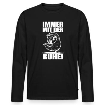 Faultier Fun Spruch - Männer Premium Bio Langarmshirt - Schwarz - Vorne - Nico (187cm)