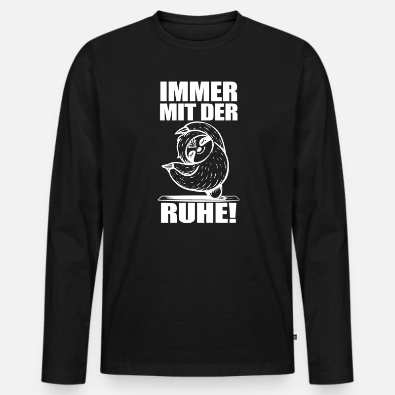 Faultier Fun Spruch - Männer Premium Bio Langarmshirt - Schwarz
