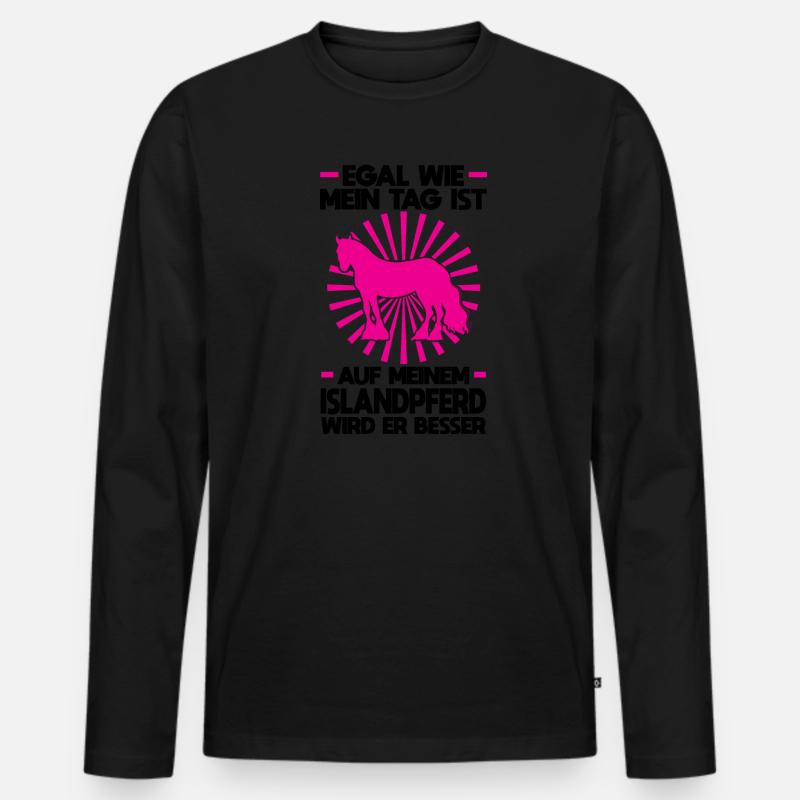 Islandpferd Pferd Isländer Geschenk - Männer Premium Bio Langarmshirt - Schwarz
