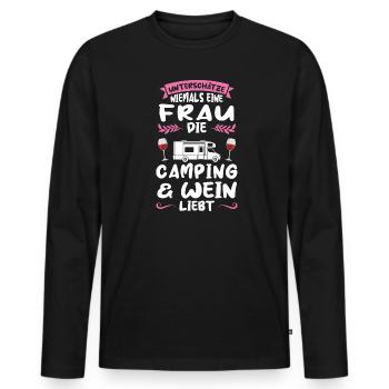 Campen Wein Campingplatz Geschenk - Männer Premium Bio Langarmshirt - Schwarz - Vorne - Nico (187cm)