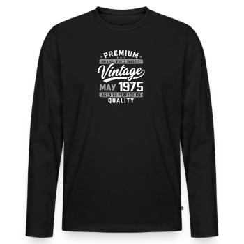 May 1975 Birthday 51 years old - Born May 1975 - Men's Premium Organic Long Sleeve Shirt - black - Front - Nico (187cm)