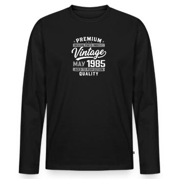 Mai 1985 Anniversaire 41 ans - Né mai 1985 - T-shirt manches longues Premium bio Homme - noir - Devant - Nico (187cm)