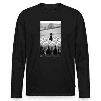 Protection de poêle à l’aube - T-shirt manches longues Premium bio Homme - noir - Devant - Nico (187cm)