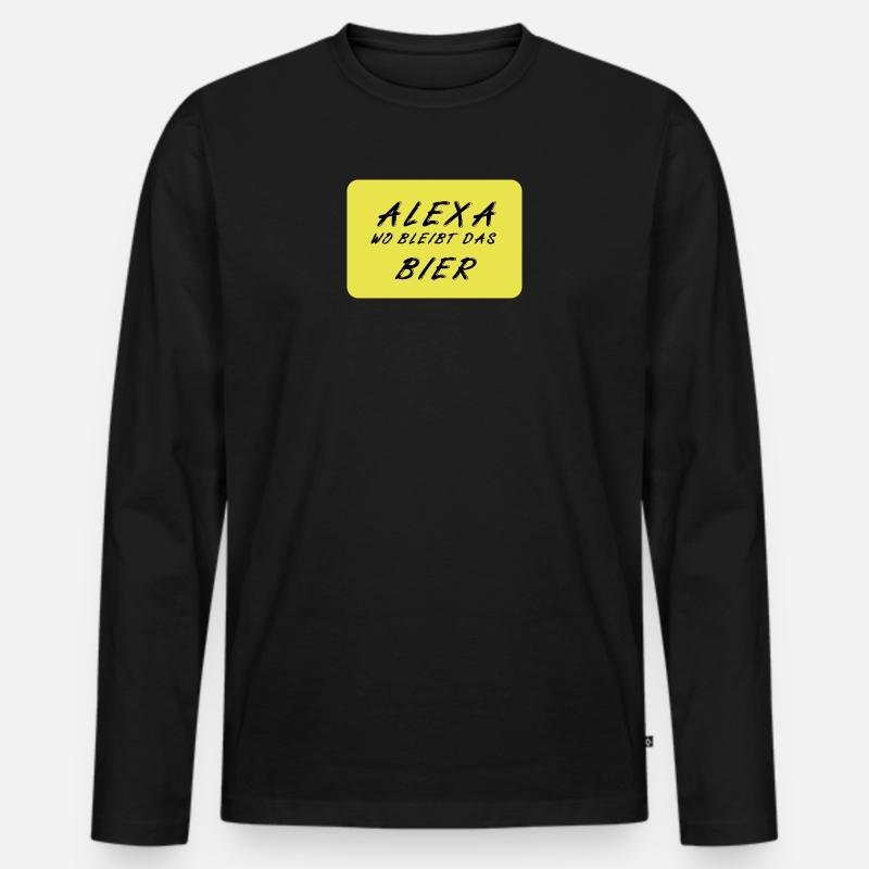 Bier - Männer Premium Bio Langarmshirt - Schwarz