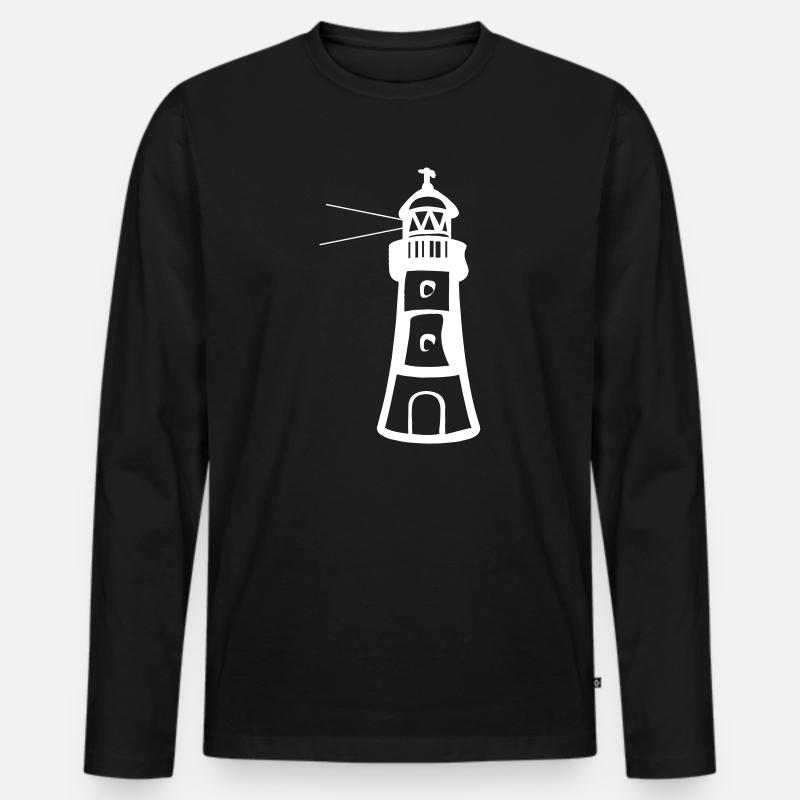 Leuchtturm - Männer Premium Bio Langarmshirt - Schwarz