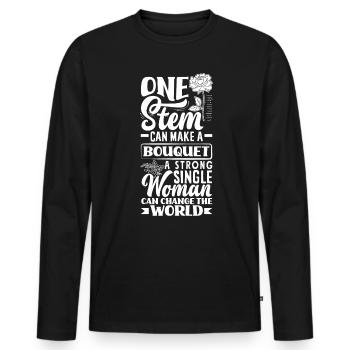 A Strong Single Women Can Change The World Flowers - Men's Premium Organic Long Sleeve Shirt - black - Front - Nico (187cm)