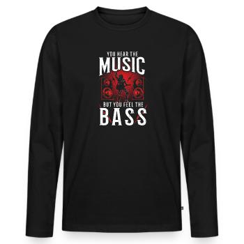 You Hear the Music But You Feel the Bass - Guitar - Men's Premium Organic Long Sleeve Shirt - black - Front - Nico (187cm)