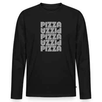 Pizza Retro Vintage Typografie Feinschmecker Grafik Tippfehler - Männer Premium Bio Langarmshirt - Schwarz - Vorne - Nico (187cm)