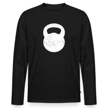 Kettlebell Distressed Style - Männer Premium Bio Langarmshirt - Schwarz - Vorne - Nico (187cm)