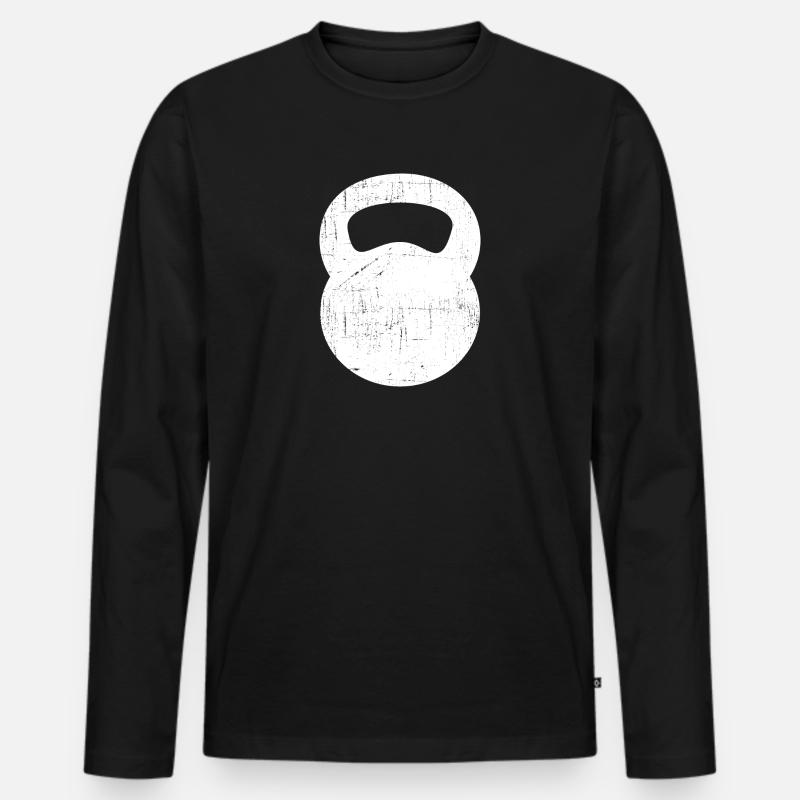 Kettlebell Distressed Style - Männer Premium Bio Langarmshirt - Schwarz