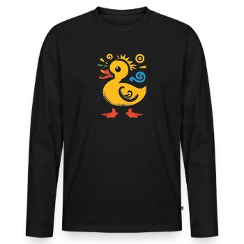Coole Enten - Retro Vintage - Männer Premium Bio Langarmshirt - Schwarz - Vorne - Nico (187cm)