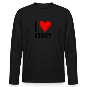 J'adore le hockey - T-shirt manches longues Premium bio Homme - noir - Devant - Nico (187cm)