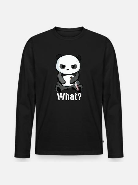 Panda mit Messer Killerpanda Bär Pandabär Geschenk - Männer Premium Bio Langarmshirt - Schwarz