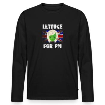 Lettuce For PM Meme, Liz Truss Funny Satire - Men's Premium Organic Long Sleeve Shirt - black - Front - Nico (187cm)