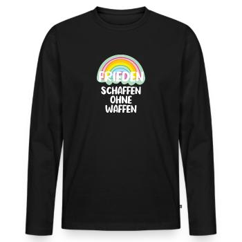 frieden schaffen ohne waffen weiss - Männer Premium Bio Langarmshirt - Schwarz - Vorne - Nico (187cm)